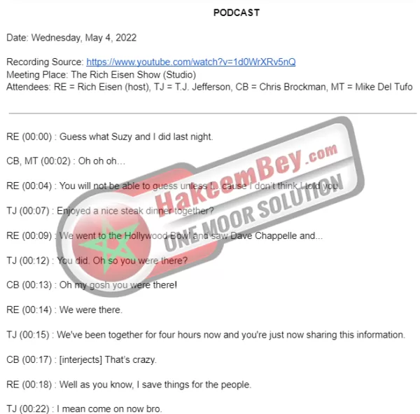 Sample transcript by Hakeem Bey